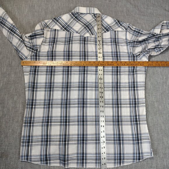 VINTAGE Wrangler Shirt Size XXLT 2XL Tall Pearl Snap Western Plaid Long Sleeve - Picture 6 of 10